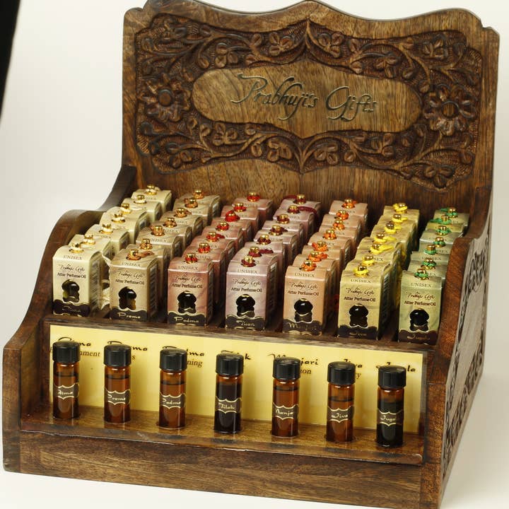 Prabhuji's Gifts – wholesale Retailer display – Beauty & wellness – Display Decorated Rack - Perfume Attar Oils Rack for 56 Tass