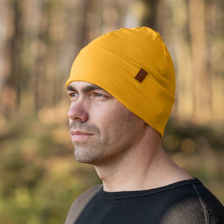 Men's Merino Beanie Hat Yellow for wholesale by menique