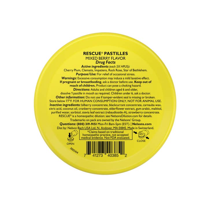 RESCUE & Bach Original Flower Remedies - Wholesale Oral Supplement/Vitamin - RESCUE Bach PASTILLES, Mixed Berry Flavor, Stress Relief 2