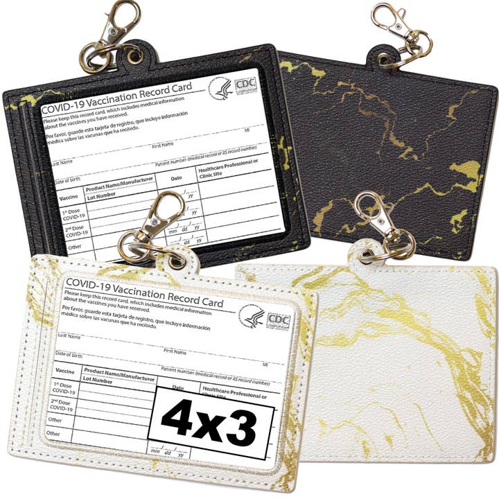 2 Pack Vaccine Card Protector (Black & White Marble) for wholesale by LifeJoy Media