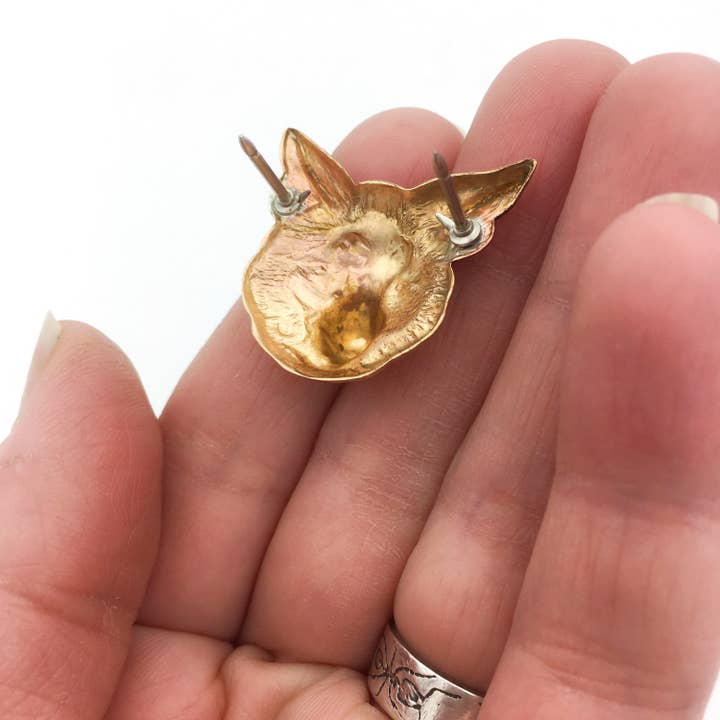 Metal Cloth & Wood – alfinete de lapela por atacado – Pin ou broche de raposa de latão dourado