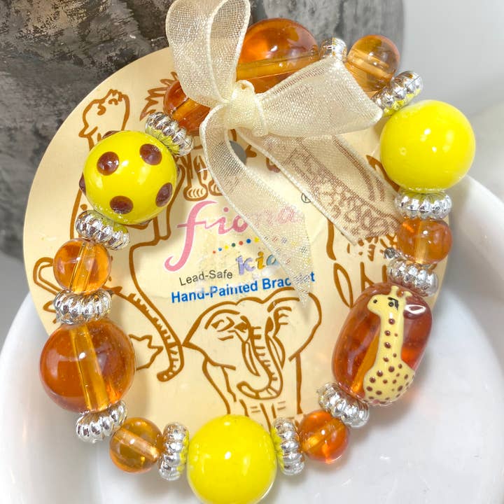 Fiona Accessories - Wholesale Beaded Bracelet - Zoo Bracelet Safari Animal Print counter Display 48 pcs KID