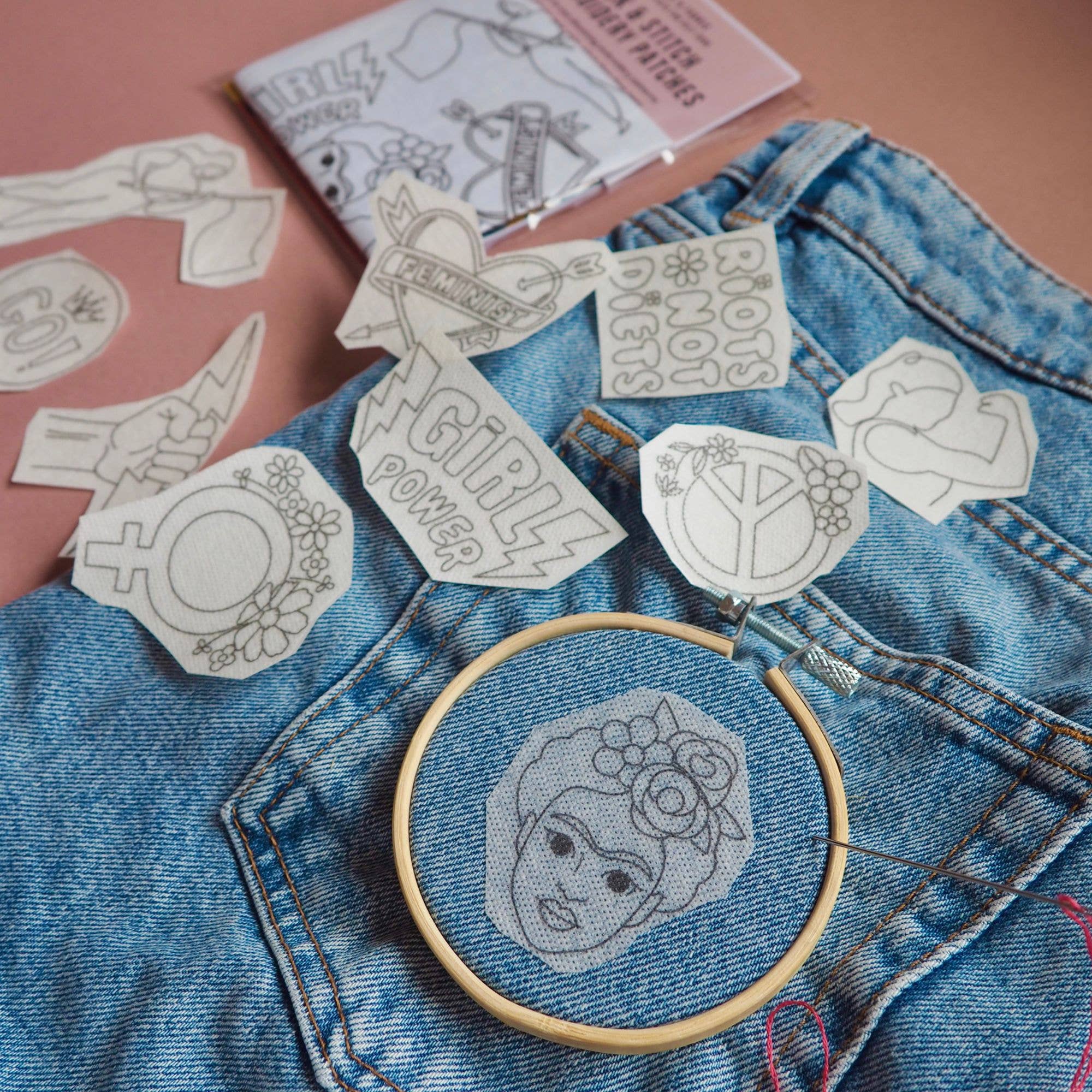 Thimble and Fabric - Wholesale Embroidery/Cross Stitch Supplies - Stick and Stitch Embroidery Patches Girl Power Designs1