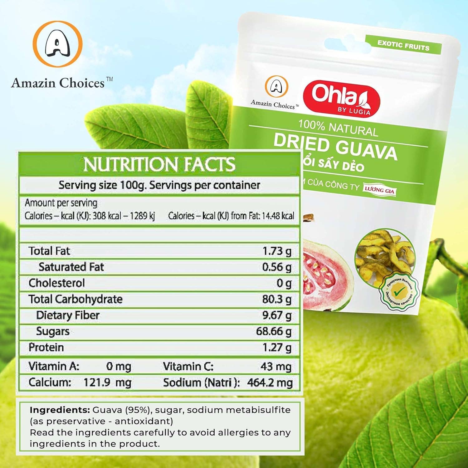 Amazin Choices - Wholesale Dried/Dehydrated Fruit - Dried guava 500g1