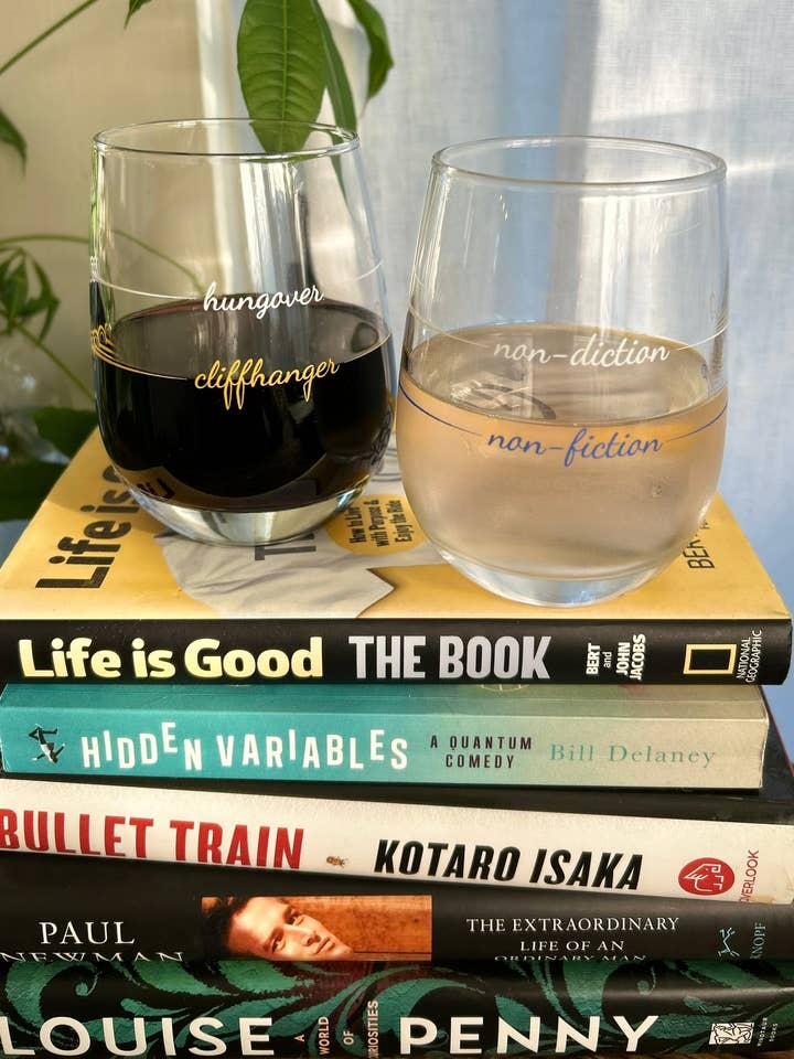 Stemless Wine Glass Set | Book Club Collection-Set of 2 for wholesale by Pourtions Just Right