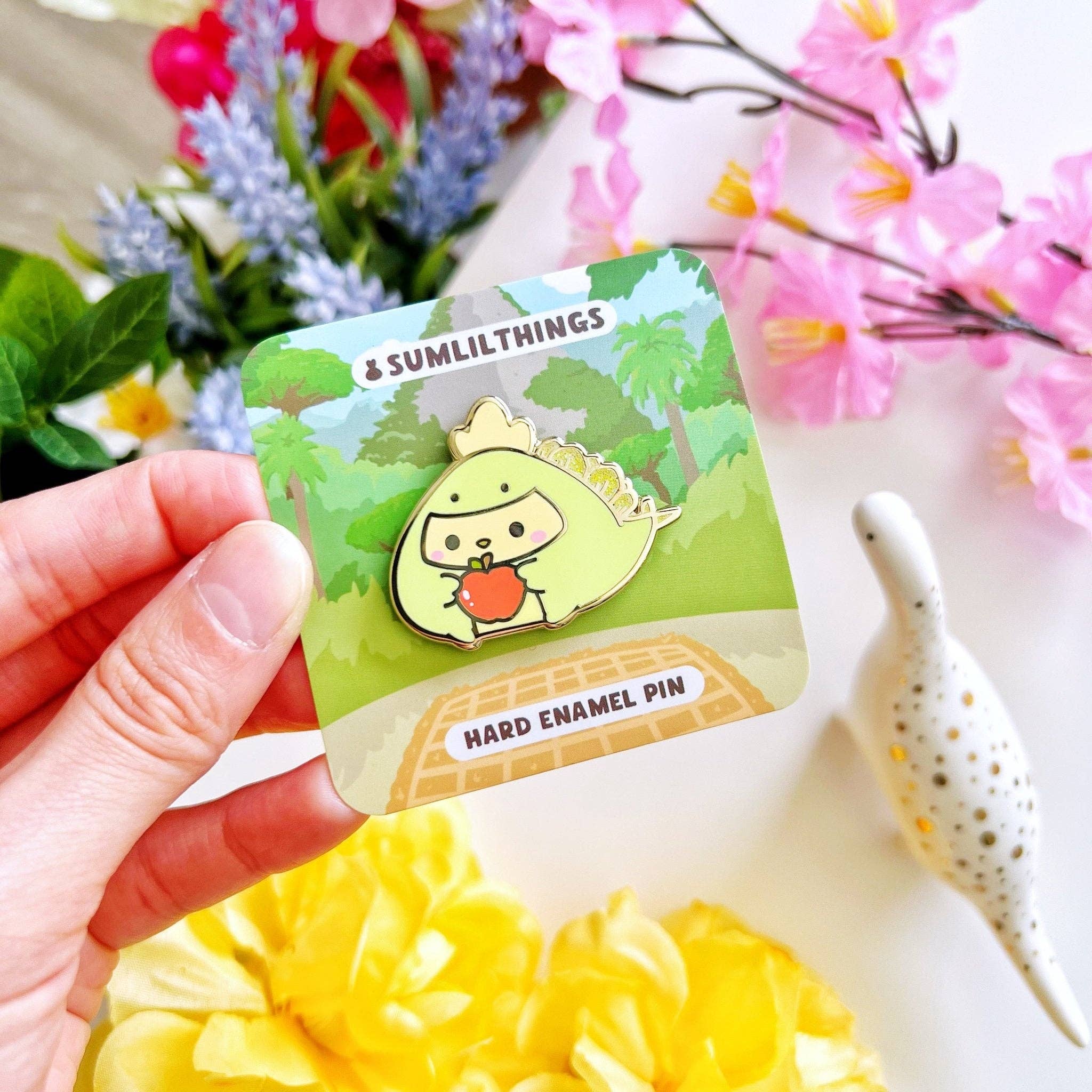 SumLilThings - Wholesale Lapel Pin/Button - Enamel Pin - Lil' Stegosaurus Cockatiel2