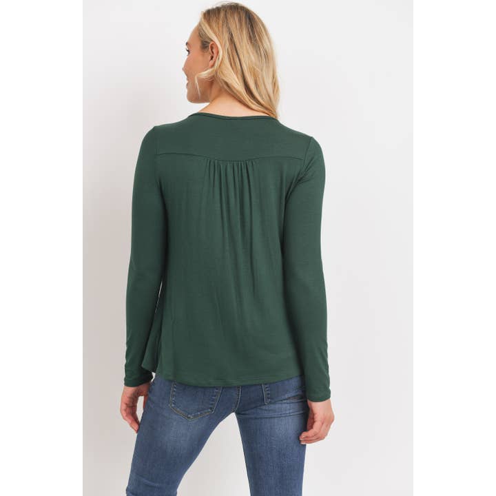 Hello Miz - Wholesale Knit Top - Women's - Overlap Jersey Knit Nursing Long Sleeve Top