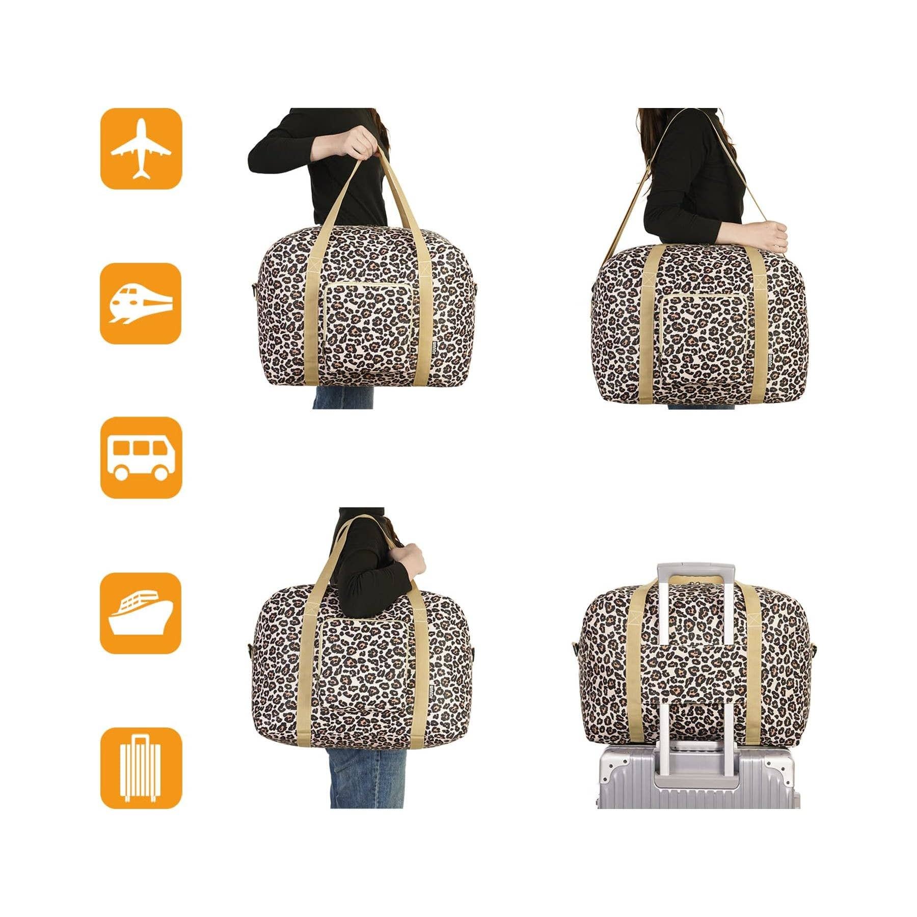 wandf - Wholesale Weekender Bag - Women's - WANDF Leopard  Foldable Travel Duffel Carry on Weekender 40L11