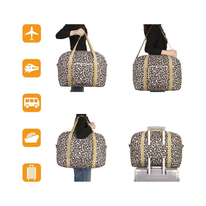 wandf - Wholesale Weekender Bag - Women's - WANDF Leopard Foldable Travel Duffel Carry on Weekender 40L11