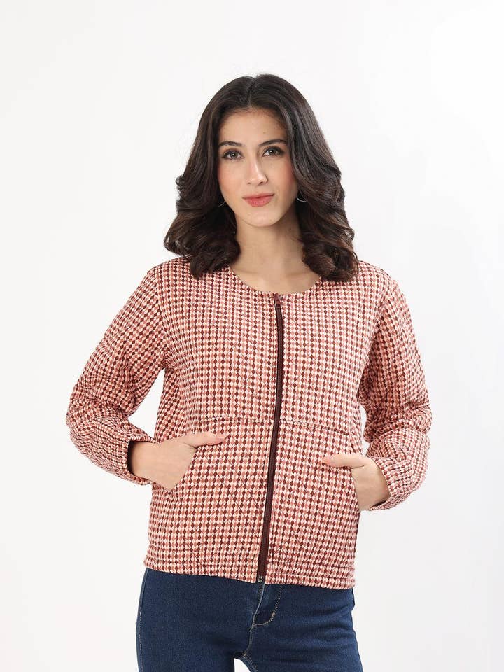 Veste matelassée en coton Cara - Argyle Sable pour la vente par Hi Handmade