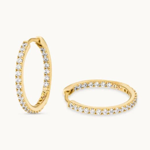Elegant 14k Gold Diamond Hoop Earrings, Solid Gold Jewelry for wholesale by OISHI DIAMONDS