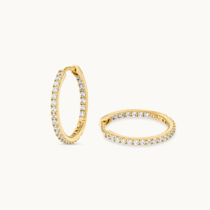 OISHI DIAMONDS - Wholesale Huggie Earrings - Elegant 14k Gold Diamond Hoop Earrings, Solid Gold Jewelry