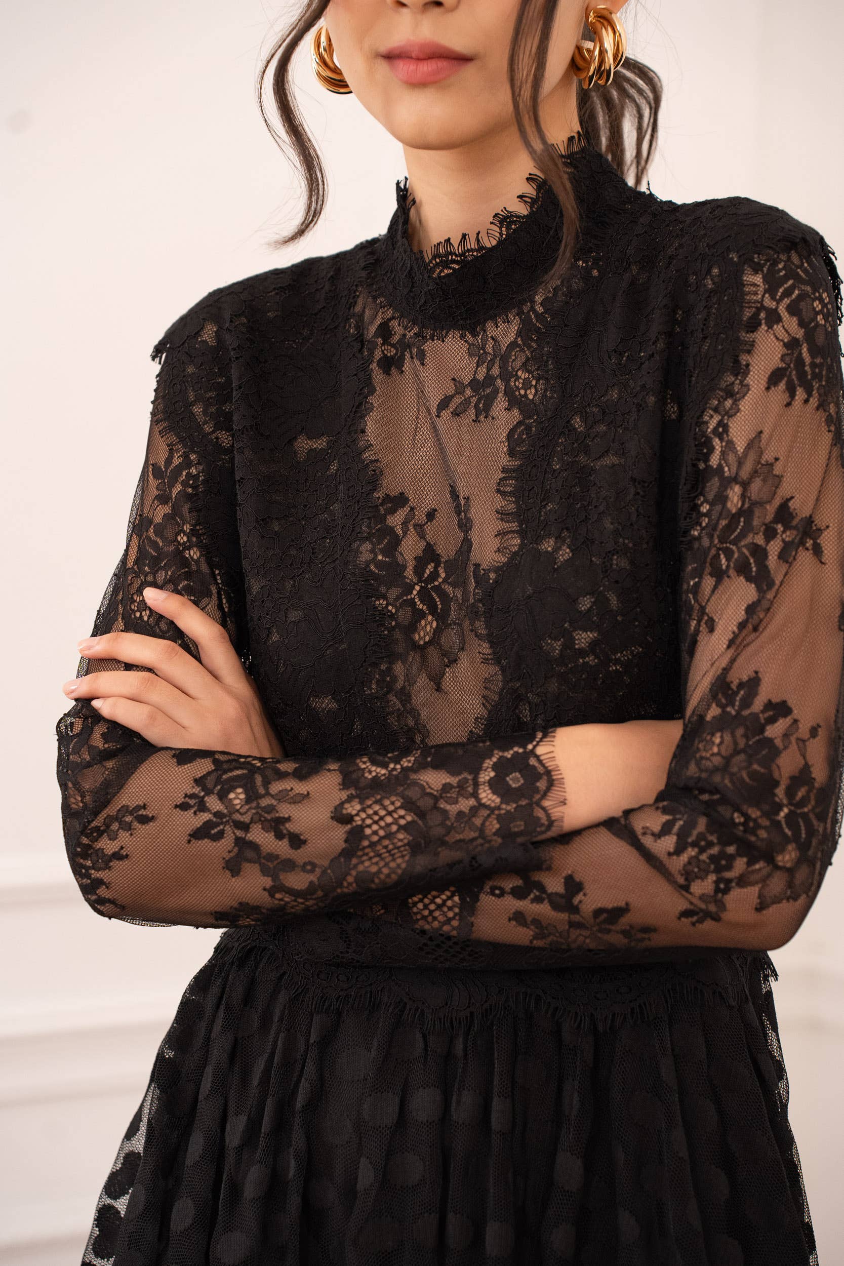 CHOKLATE PARIS - Vendita all'ingrosso Abito da sera - Donna - Abito lungo in pizzo plumetis - 810685