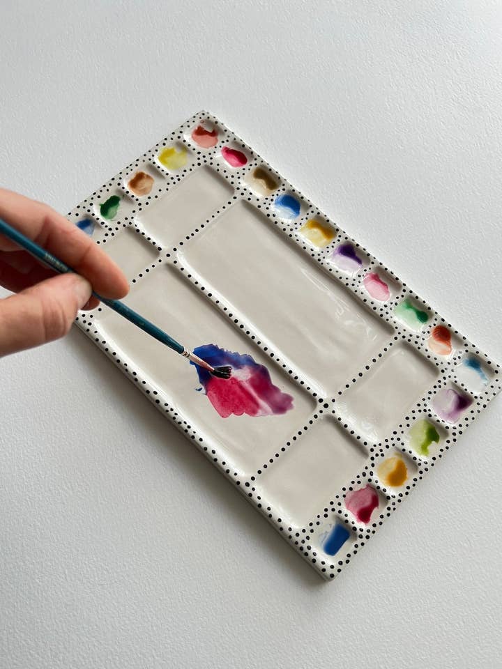 Grande palette céramique pour artistes, palette aquarelle faite main pour la vente par Muddy Ceramic Limited