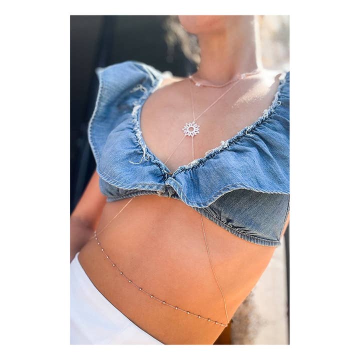 Body Jewelry Chaîne pare-soleil en argent sterling 925 plaqué or rose pour femme pour la vente par Azuris Silver