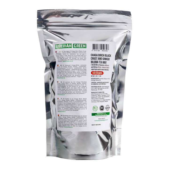 SiberianGreen - Wholesale Tea Bags - Siberian Green Ginkgo Biloba Tea with Chaga – 50 Tea Bags6