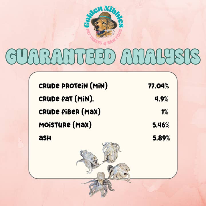 Golden Nibbles - Wholesale Pet Treats - Dog - Baby Octopus - Bag of 5 - Freeze Dried Treats for Dogs & Cat6