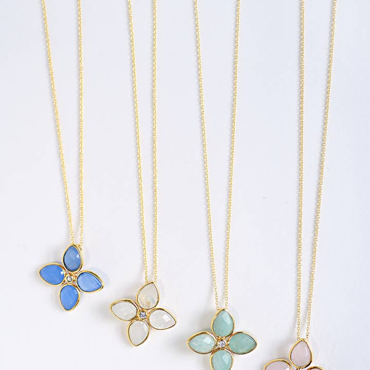 FELIX Z DESIGNS - Vendita all'ingrosso Collana con ciondolo/pendaglio - Collana multipietra floreale con zirconia cubica, 40,6 cm+5,1 cm.