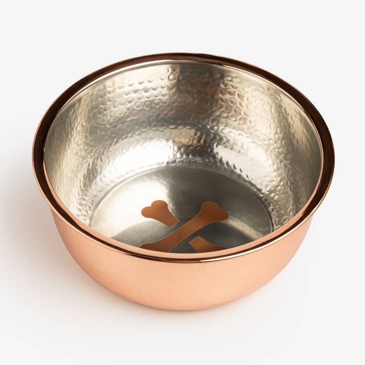 Large Handcrafted Copper Pet Bowl – Hammered Finish for wholesale by ALFIQ Copper
