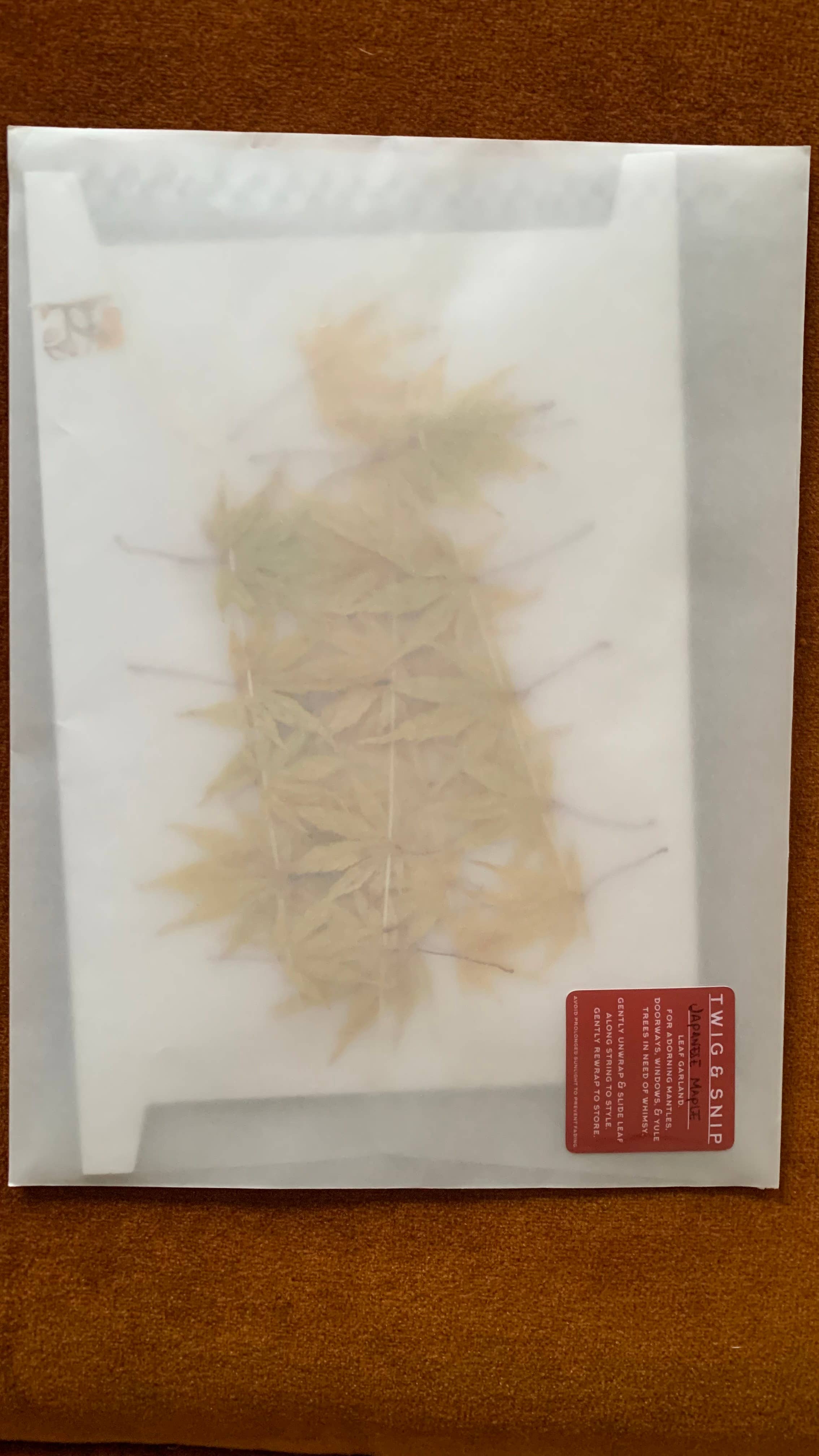 Twig and Snip - Wholesale Bunting/Garland - Dried Japanese Maple Leaf Garland GOLDEN- Natural Decor2