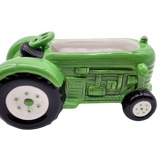 Green Tractor 9" Planter for wholesale by Blue Sky Clayworks