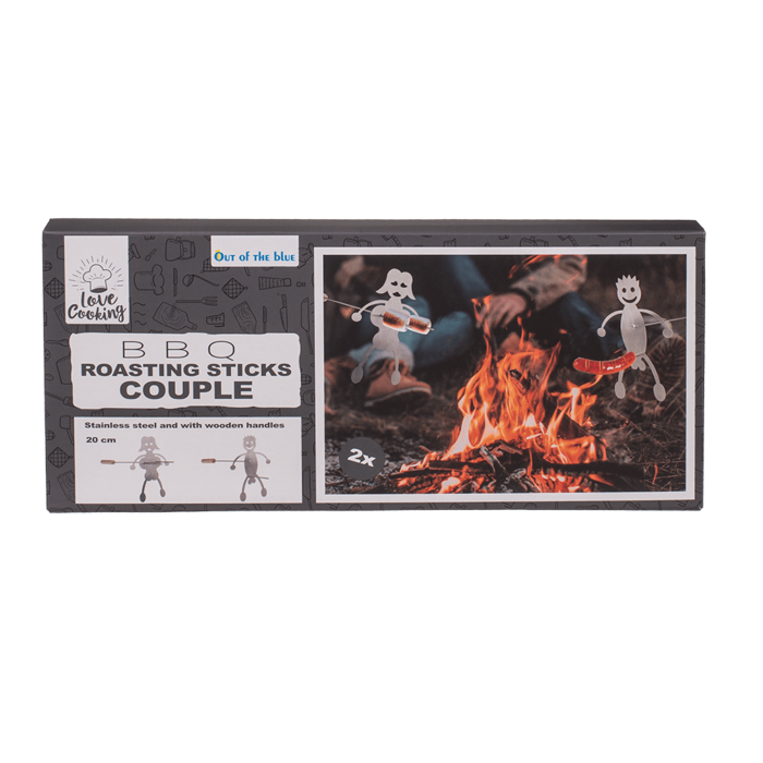 Out of the blue KG - Vendita all'ingrosso Utensile per barbecue - Set da 2 Spiedini per Barbecue per Coppia, 20 cm, Acciaio Inox con Manici in Legno1