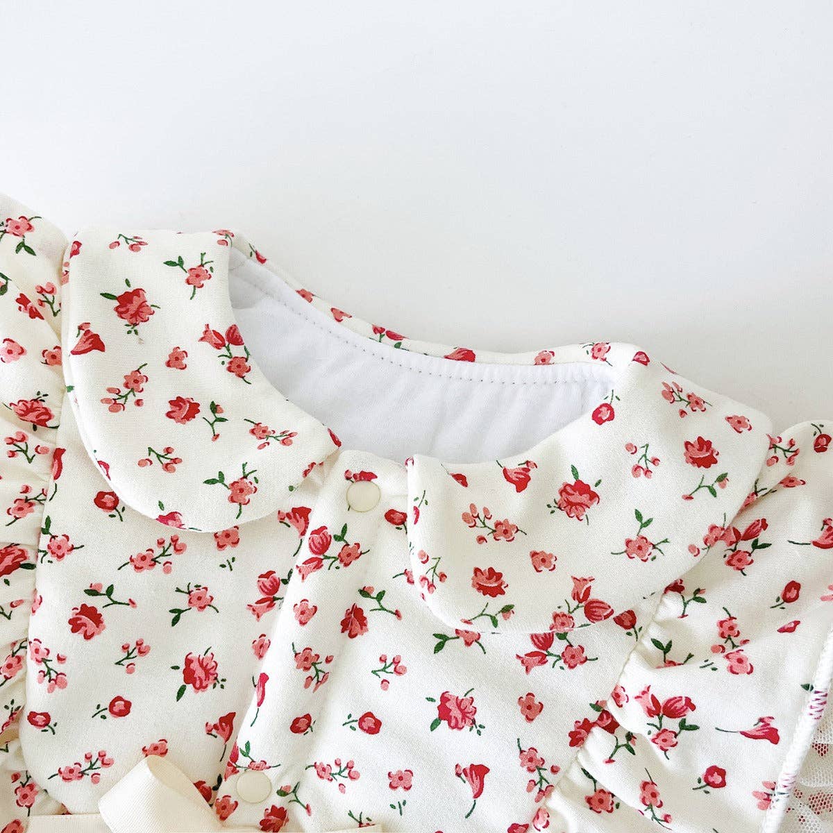 Rouge Ensembles de barboteuse Lolita pour bébé fille avec motif fleuri à petites fleurs et design patchwork en maille en vente sur Faire2