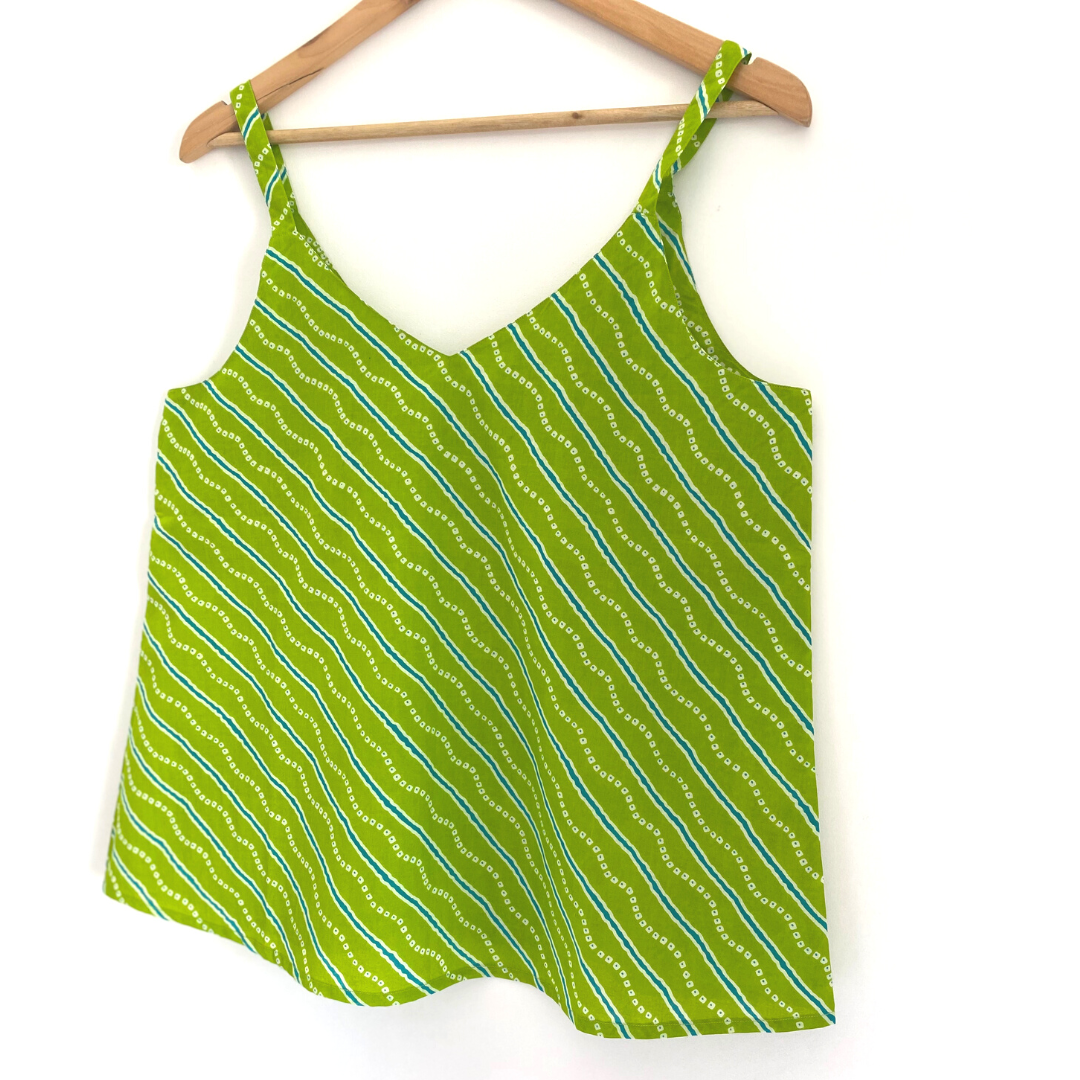 The Indian Bazaar – wholesale Blouse – Women’s – Women's Camisole Blouse - Bandhani on green  Print Cotton1