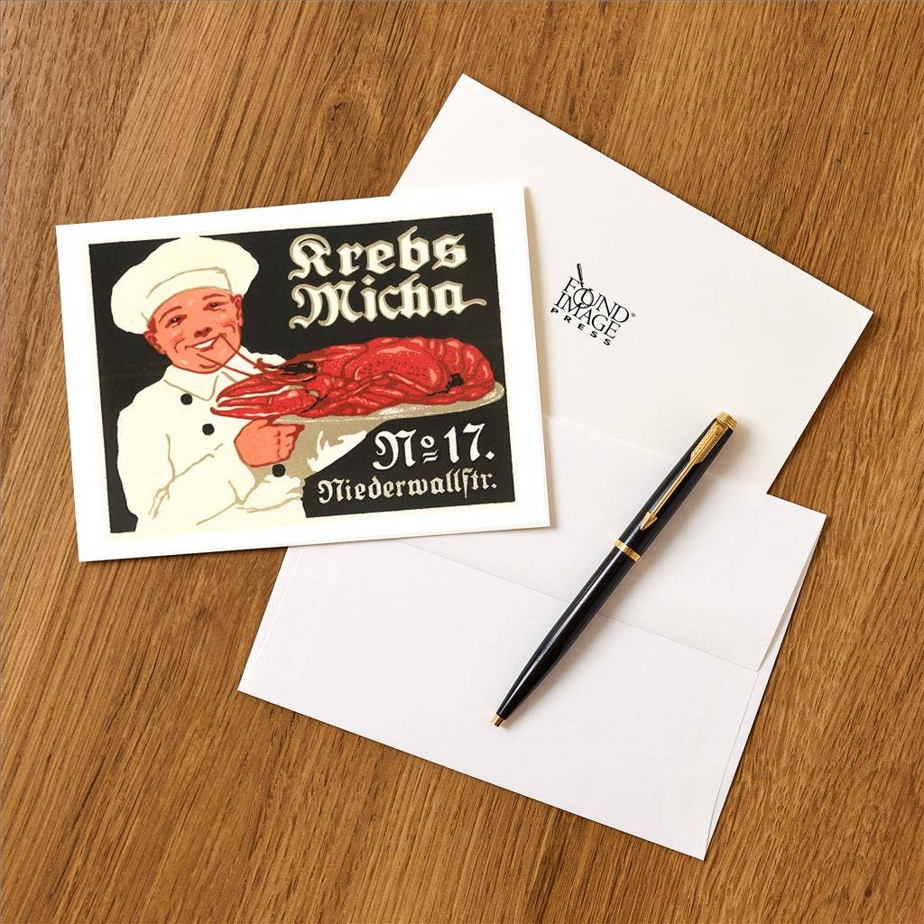 Found Image Press - Wholesale Stationery/Notecard Set - Greeting Card PO-237 Chef with Lobster on Platter1