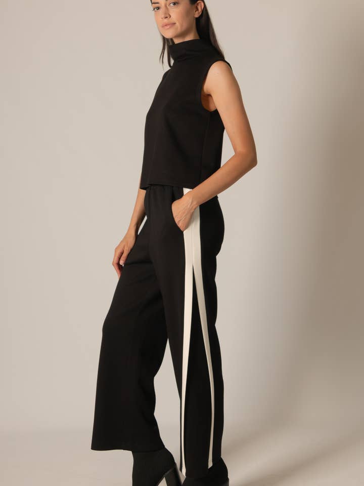 P. CILL – Engroshandel Bukser - Dame – P. CILL Butter Modal sidekontraststribede bukser1