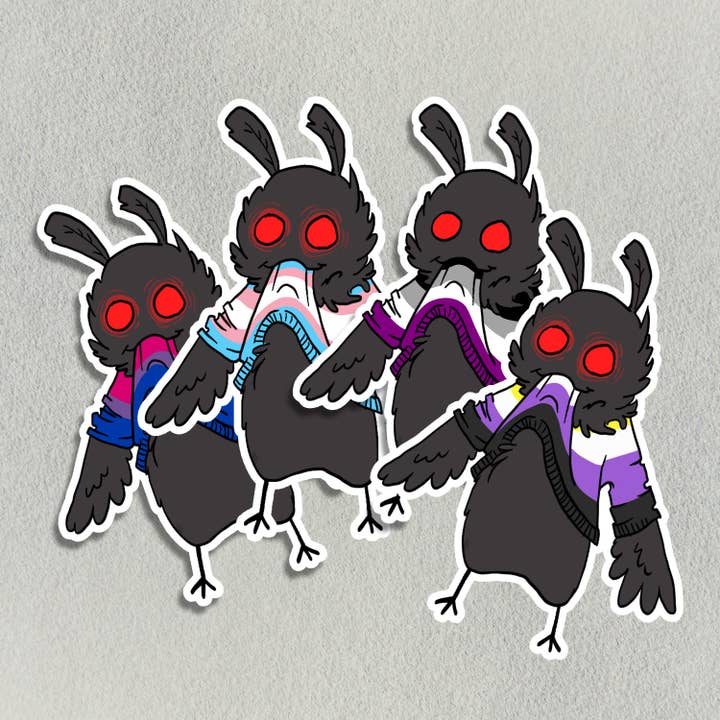 Mothman mignon mangeant son propre chandail - papillons de nuit LGBT pour la vente par Salt Birch