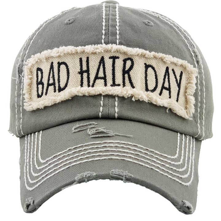 MiMi Wholesale - Wholesale Baseball Cap - Women's - KBV1073 'BAD HAIR DAY' Distressed Cotton Cap13