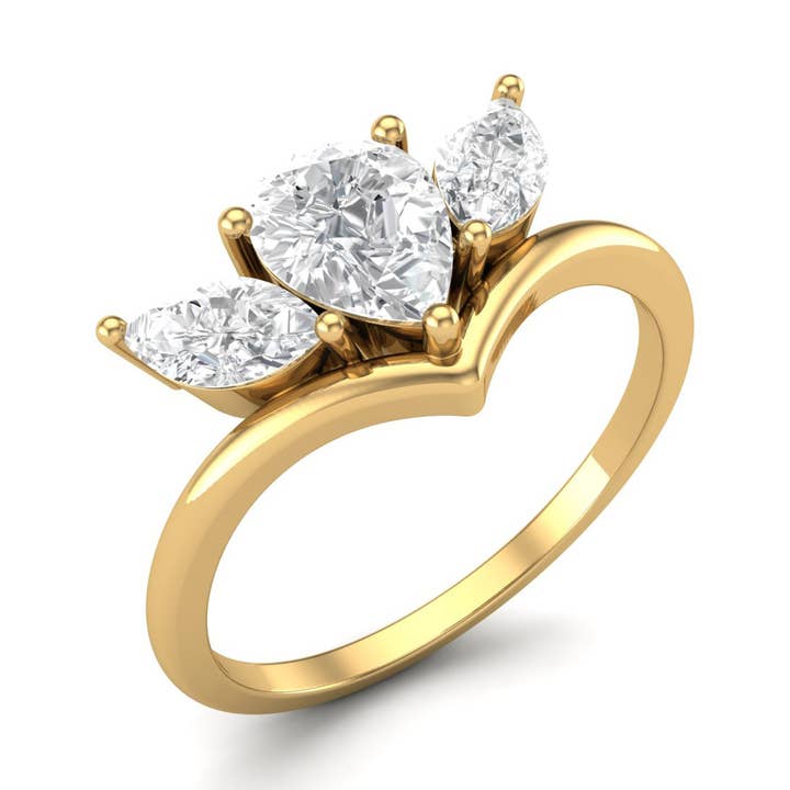 Anello Corona in Argento 925 con Moissanite a Forma di Pera da 1,35 Ctw per la vendita all'ingrosso da parte di Star Joya