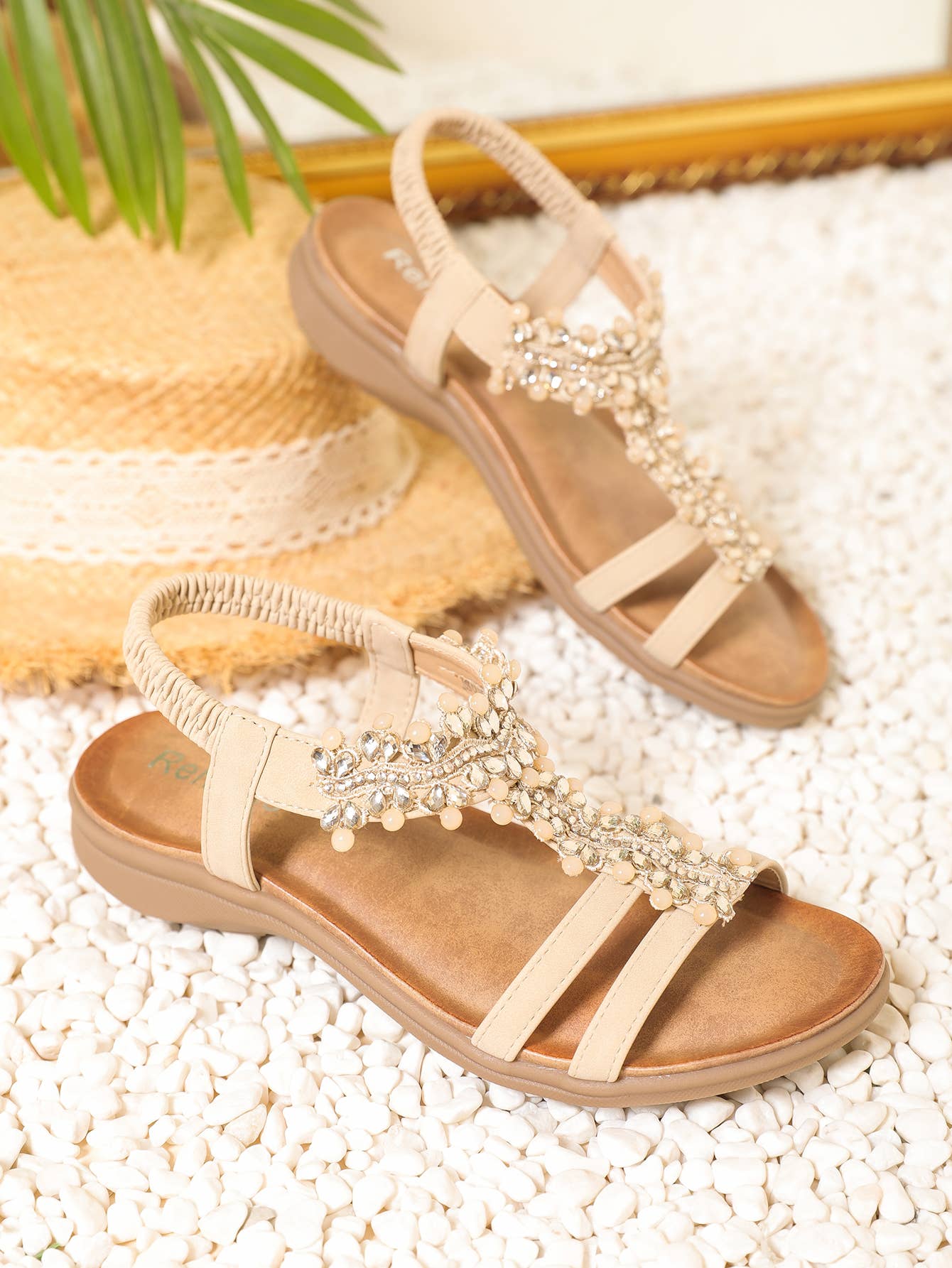 Rentoes – wholesale Sandals – Women's – Ladies' Diamante Beaded Flat Sandal JS698-1313