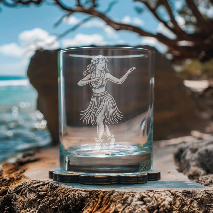 Hula Girl Drinking Glasses for wholesale by Benoit's Design Co.