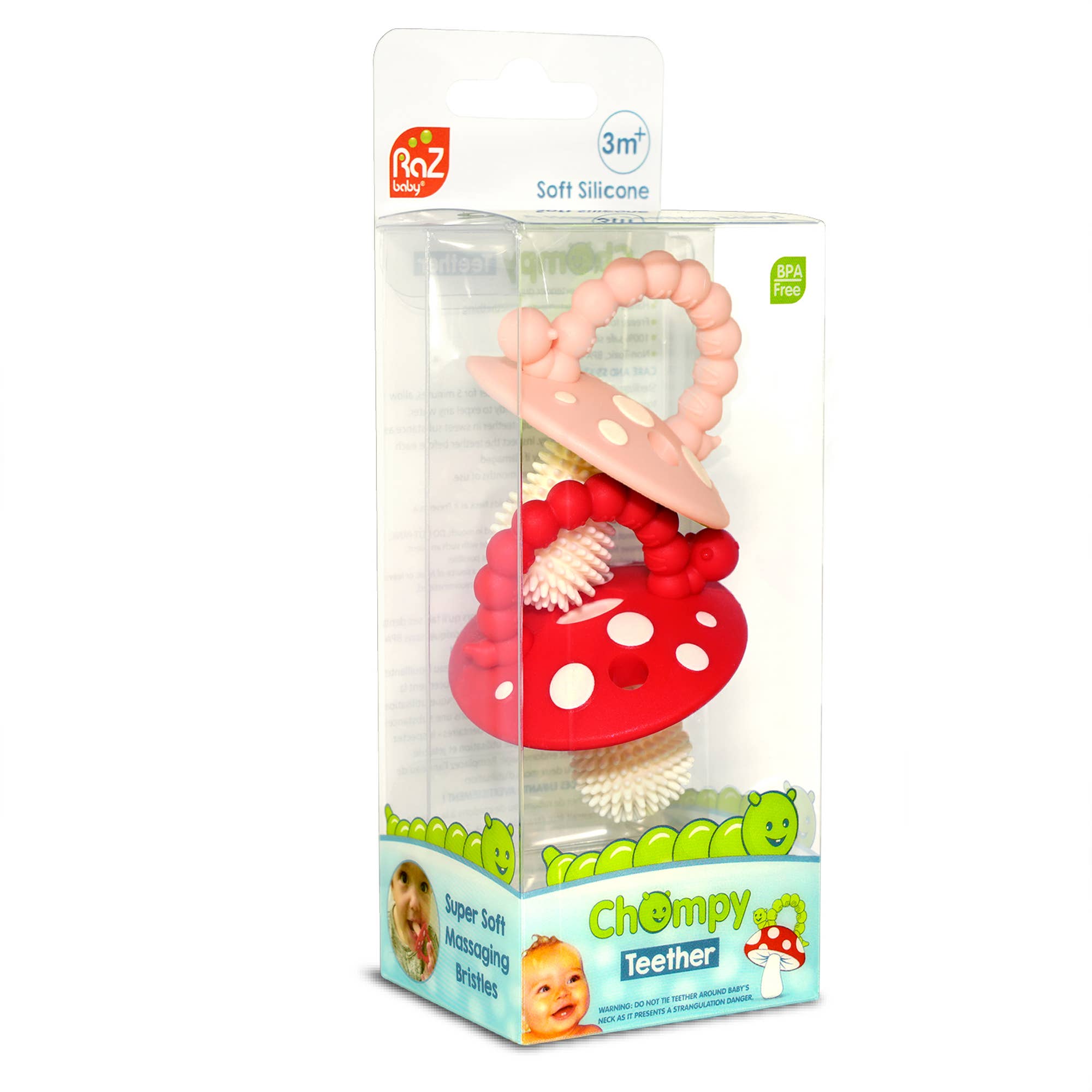 RaZbaby - Wholesale Teether (Not Clip-On) - Baby - Chompy Mushroom Silicone Teether - 2PK9