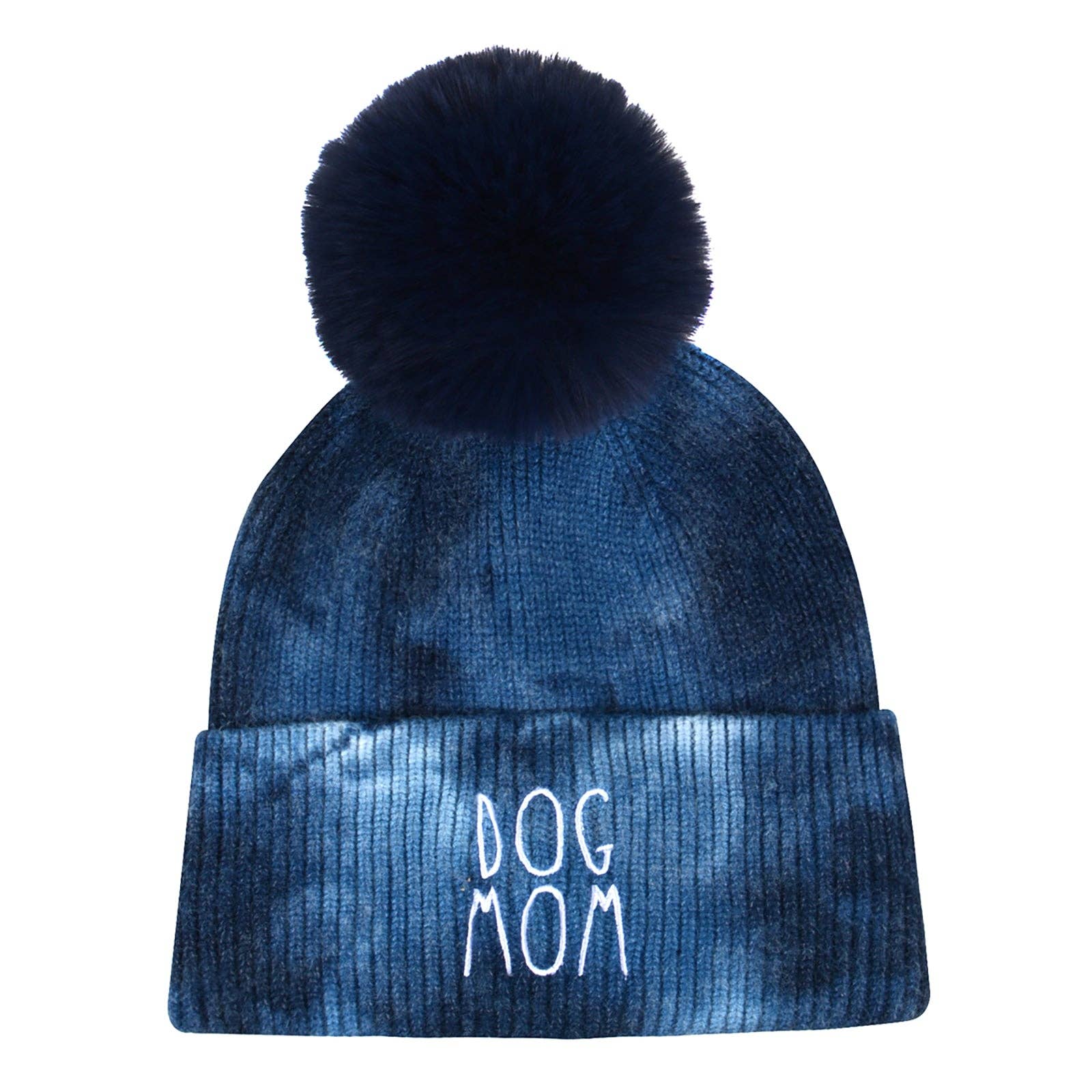 HATPHILE - Wholesale Beanie - Women's - Hatphile Dog Mom Tie Dye Faux Fur Pompom Knit Beanie Skully Toque Stocking1