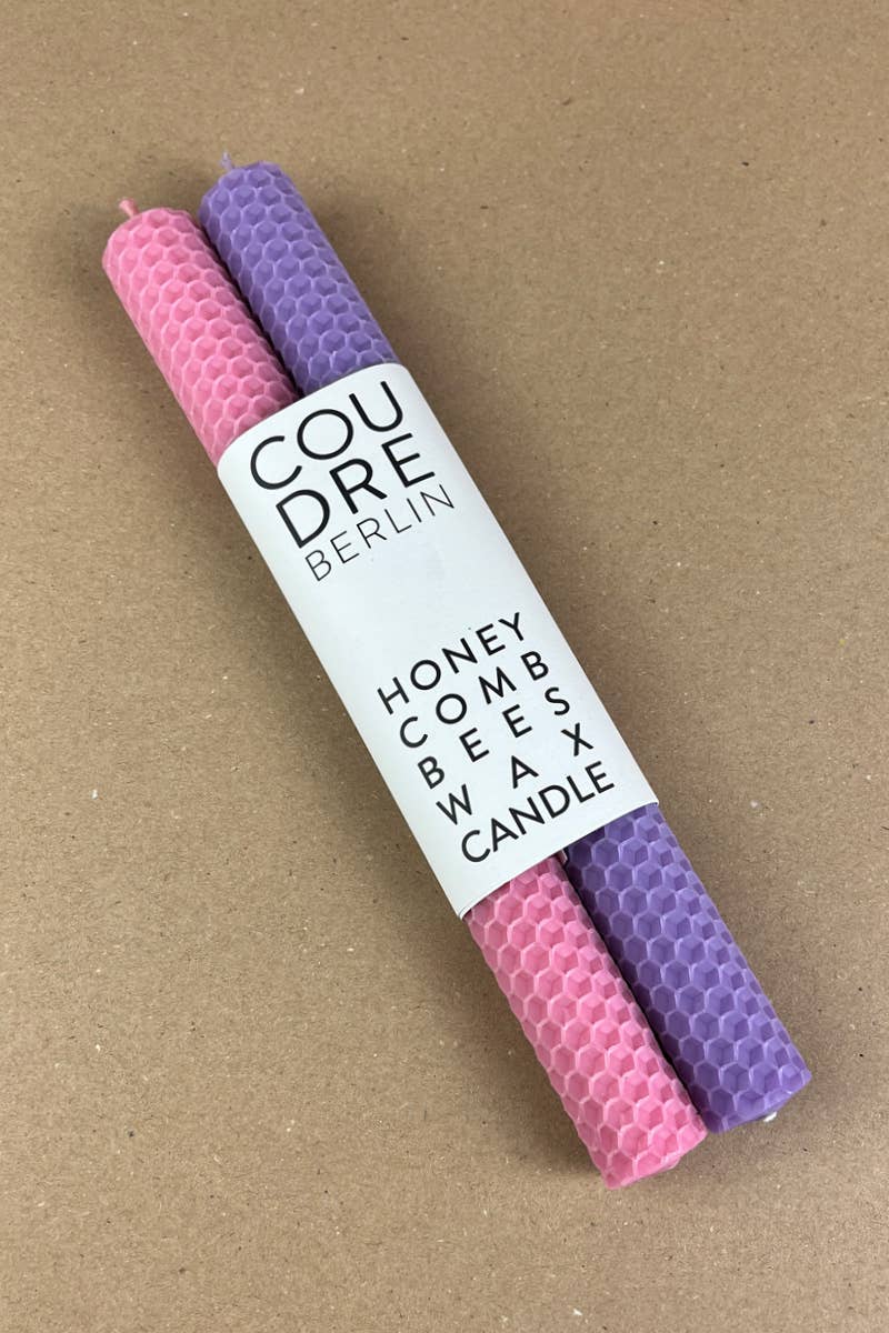 Coudre Berlin - Wholesale Tapered Candle/Candlestick - Handcrafted colored beeswax taper candles / rose & lilac