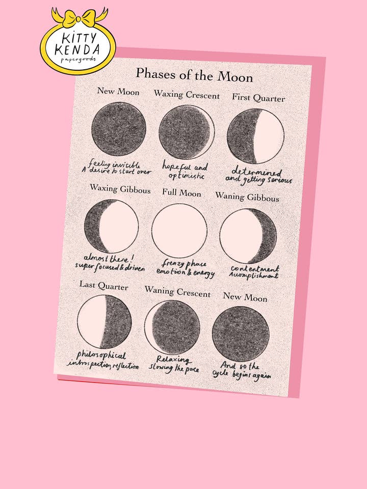 Moon Phases Halloween Greeting Card for wholesale by Kitty Kenda Papergoods