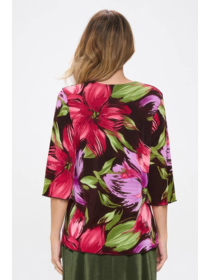 CC Wholesale Clothing - Wholesale Blouse - Women's - Plus Size Round Neckline Quarter Sleeve Top2