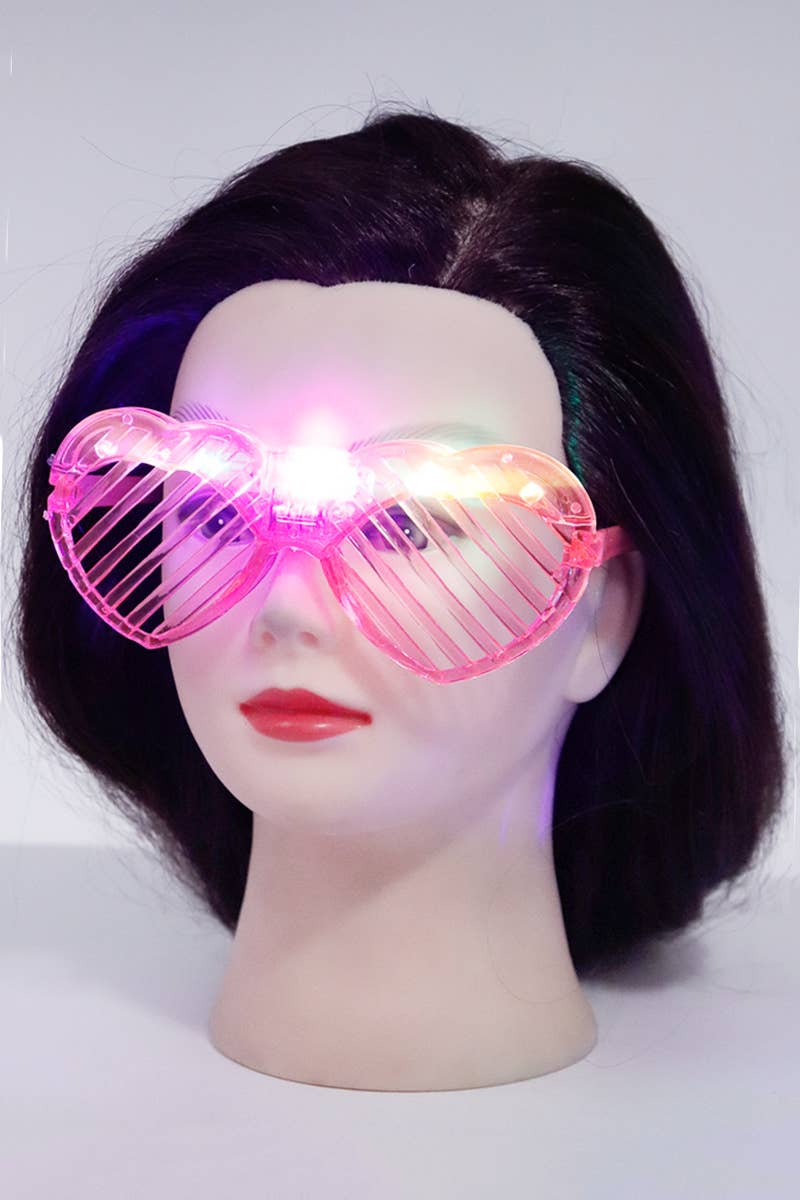 Cap Zone – wholesale Sunglasses – Women's – Heart Goggle LED Light-Up Shutter Shades Glasses4