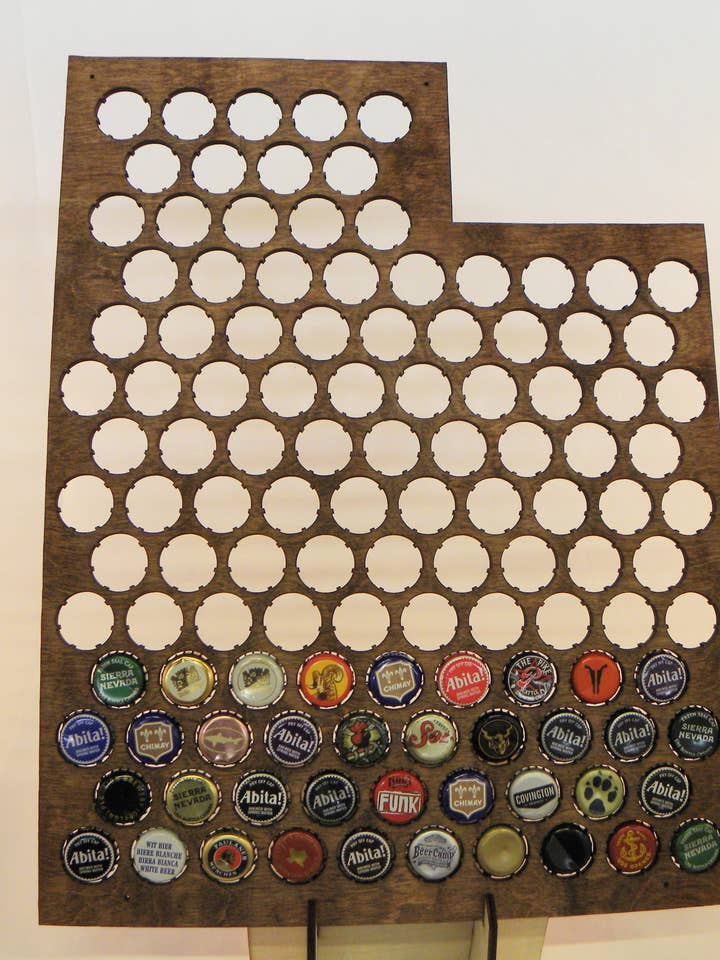 Utah Beer Cap Map for wholesale by Catahoula Sign Co.