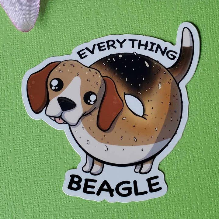 Everything Beagle Sticker (everything bagel + beagle) for wholesale by Meg's Mashables