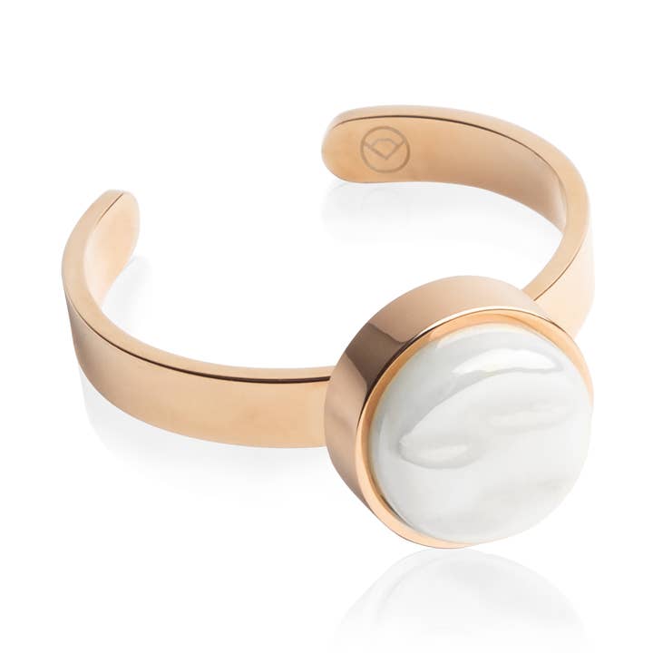 Verstellbarer Ring mit Stein • 8mm • Rosé / Schneeweiß für den Großhandel von ALEXASCHA