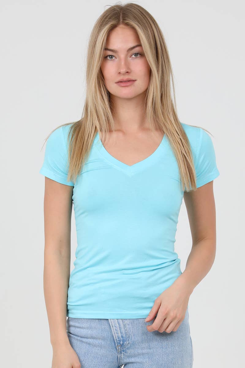 ANGIE - Vendita all'ingrosso Maglietta - Donna - Maglietta basica a scollo a V X2731-ASIS8