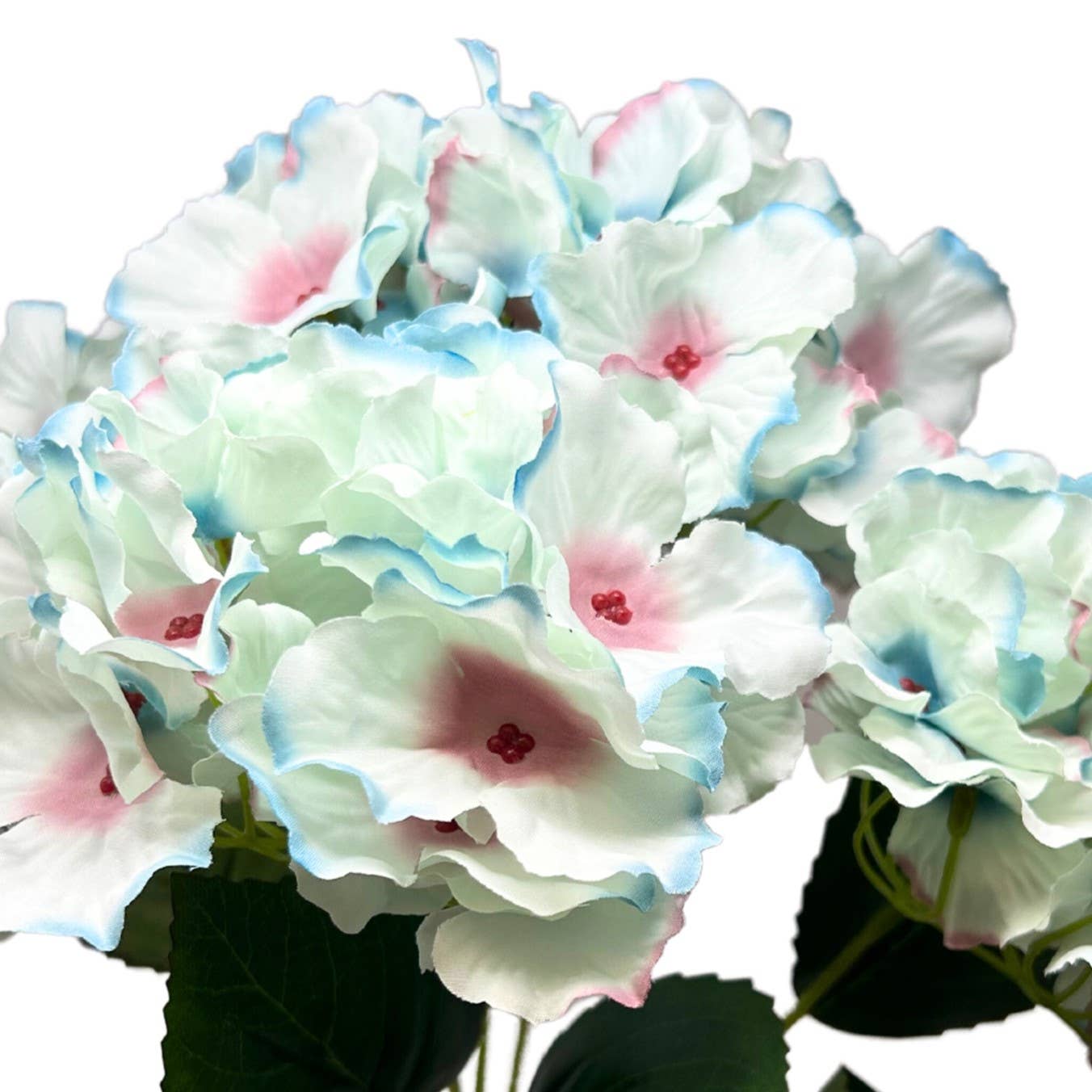 David Christopher's Collection - Wholesale Artificial Flowers - Cypress Garden Hydrangea Bush x 5 - 19” -Blue/Pink1