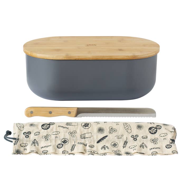La Brigade de Buyer - Wholesale Bread Box - 4-in-1 Bread Box with Cutting Board, Knife, and Cotton Bag4