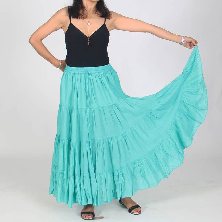 Women's Tribal Gypsy Bohemian 12-Yard Cotton Dancing Skirt for wholesale by Lungta Imports