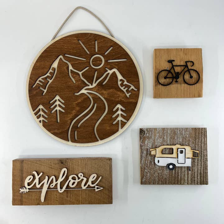 Makery Maven Co. - Wholesale Wall Accent - Travel Collection | Mountain Landscape Circle Wall Art2