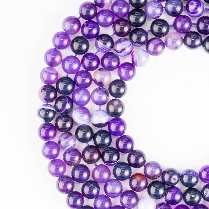 Soothing Crystals Beads - Wholesale Beads - Crystal Jewelry Beads| Banded Agate Purple| Gemstone Healing7